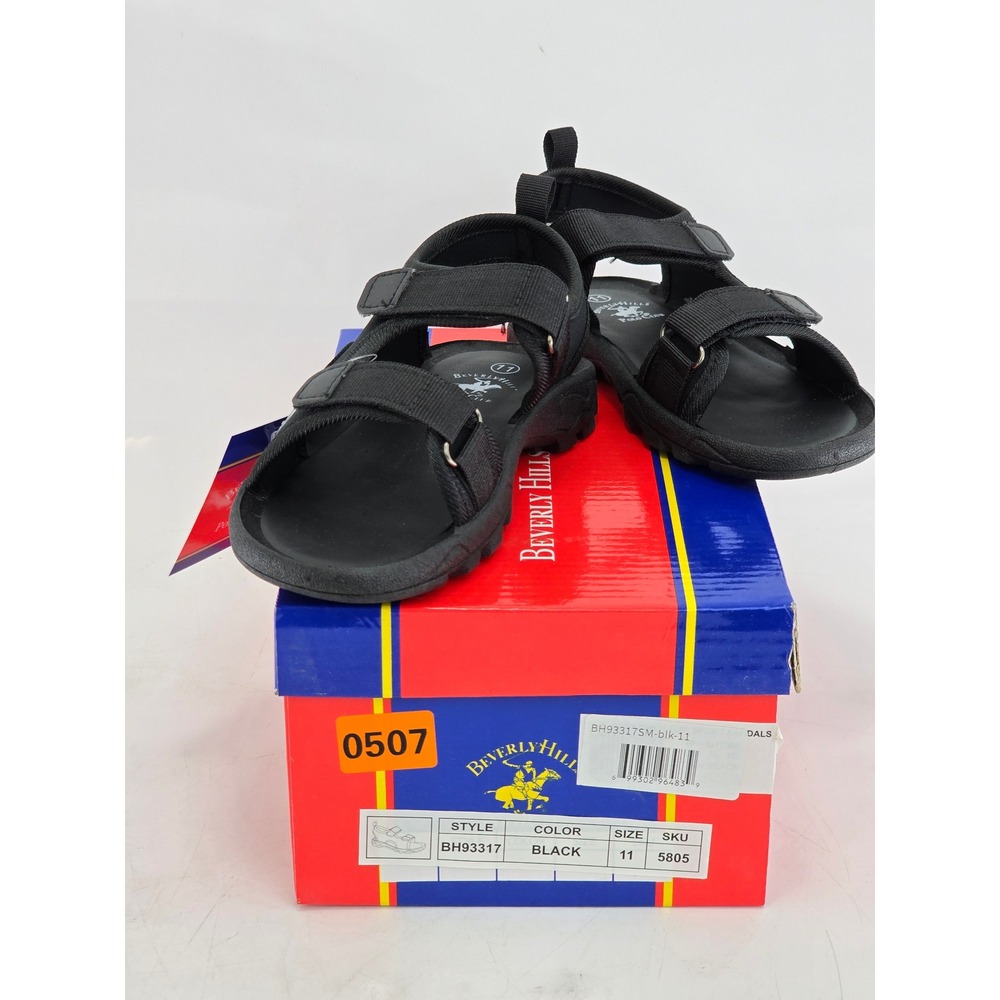 Beverly Hills Polo Club Sport Sandals Men 11 Black Strappy BH93317 - New